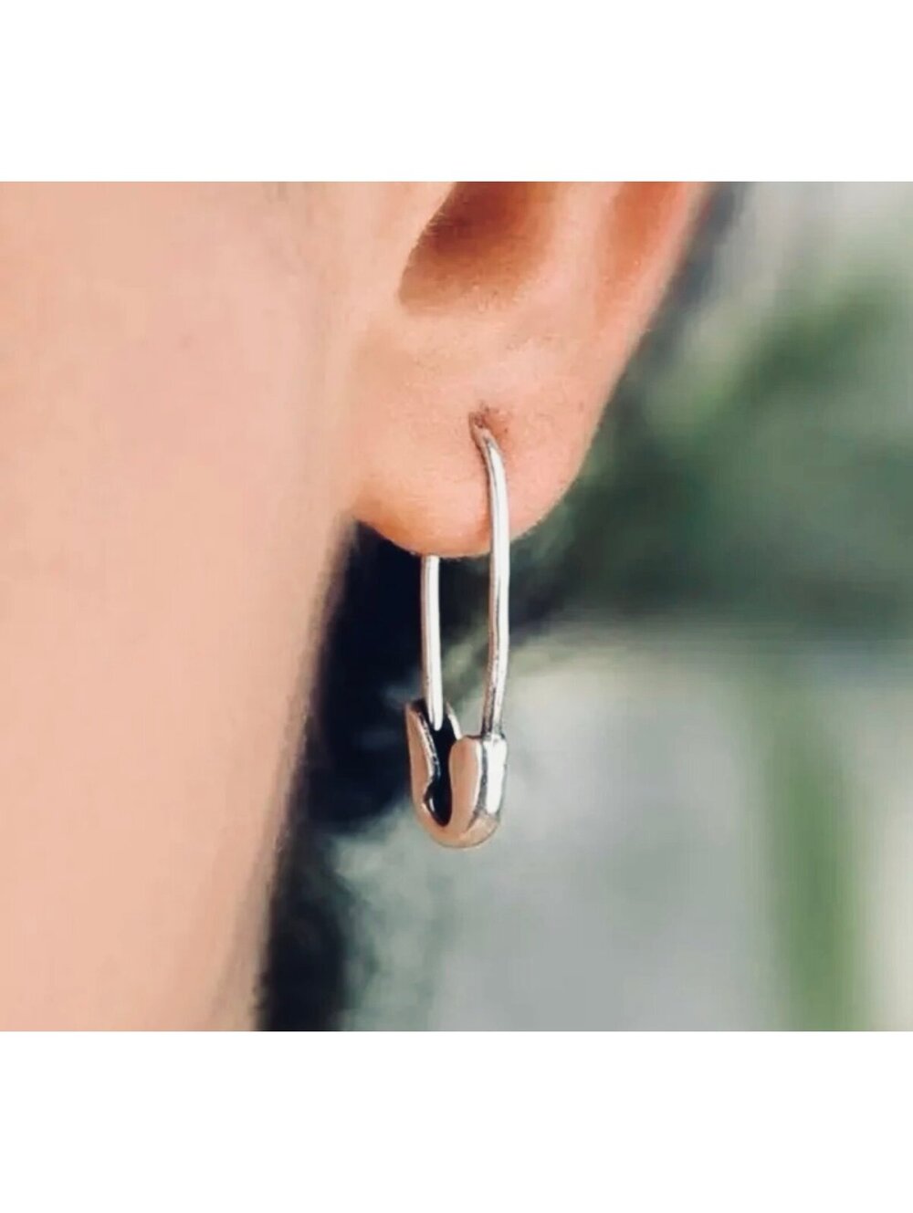 New - Silver Safety Pin Earrings - Unique Style